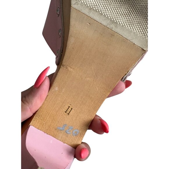 C LABEL y2k Vintage Fresh Strawberry Pink Leather Sandals Heels Size 11 - Picture 4 of 12